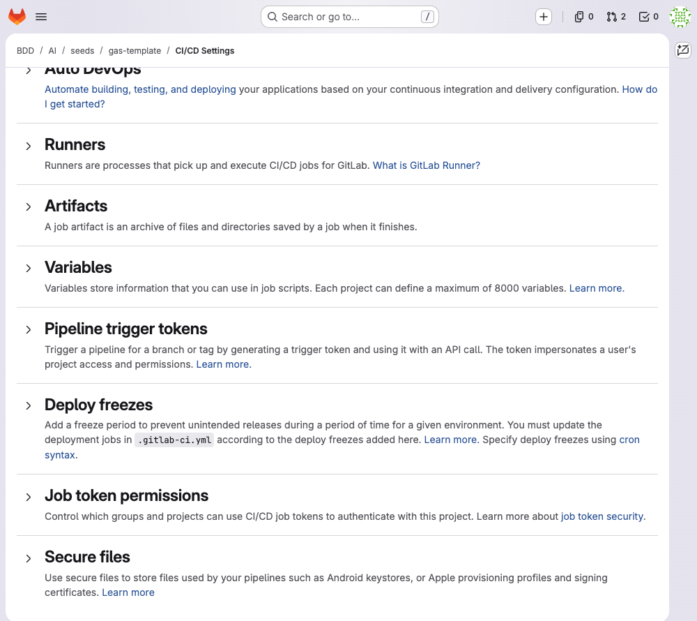 GitLab CI/CD Variables 設定畫面