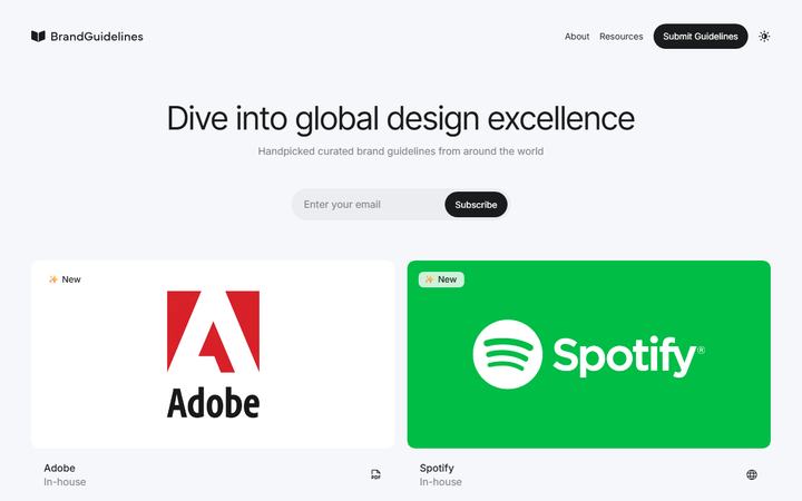 BrandGuidelines.net 首頁：品牌規範收錄