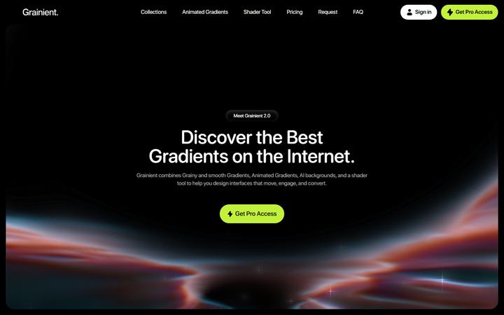 Grainient 首頁：顆粒感漸層素材