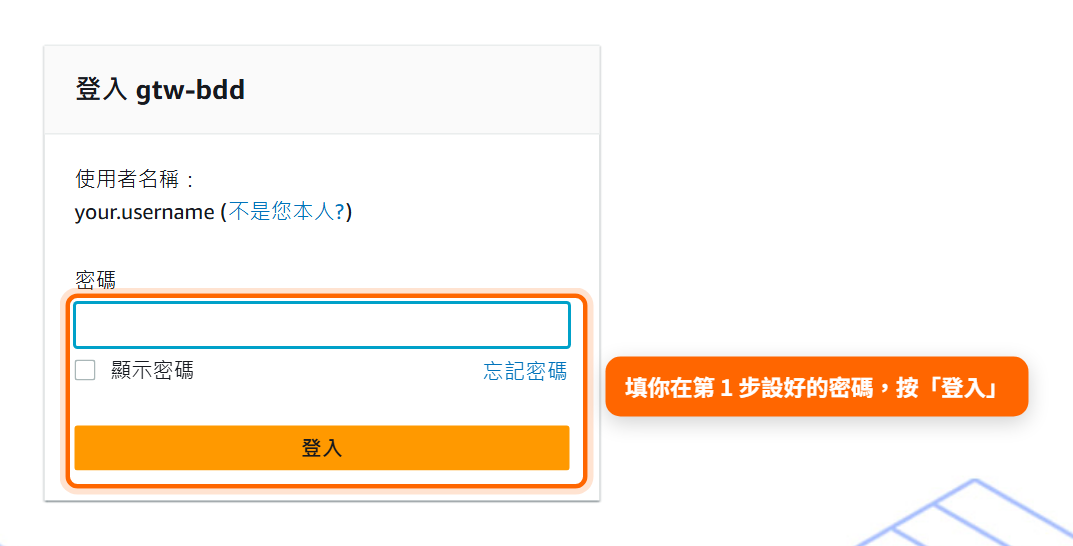 密碼頁：密碼欄位與登入按鈕